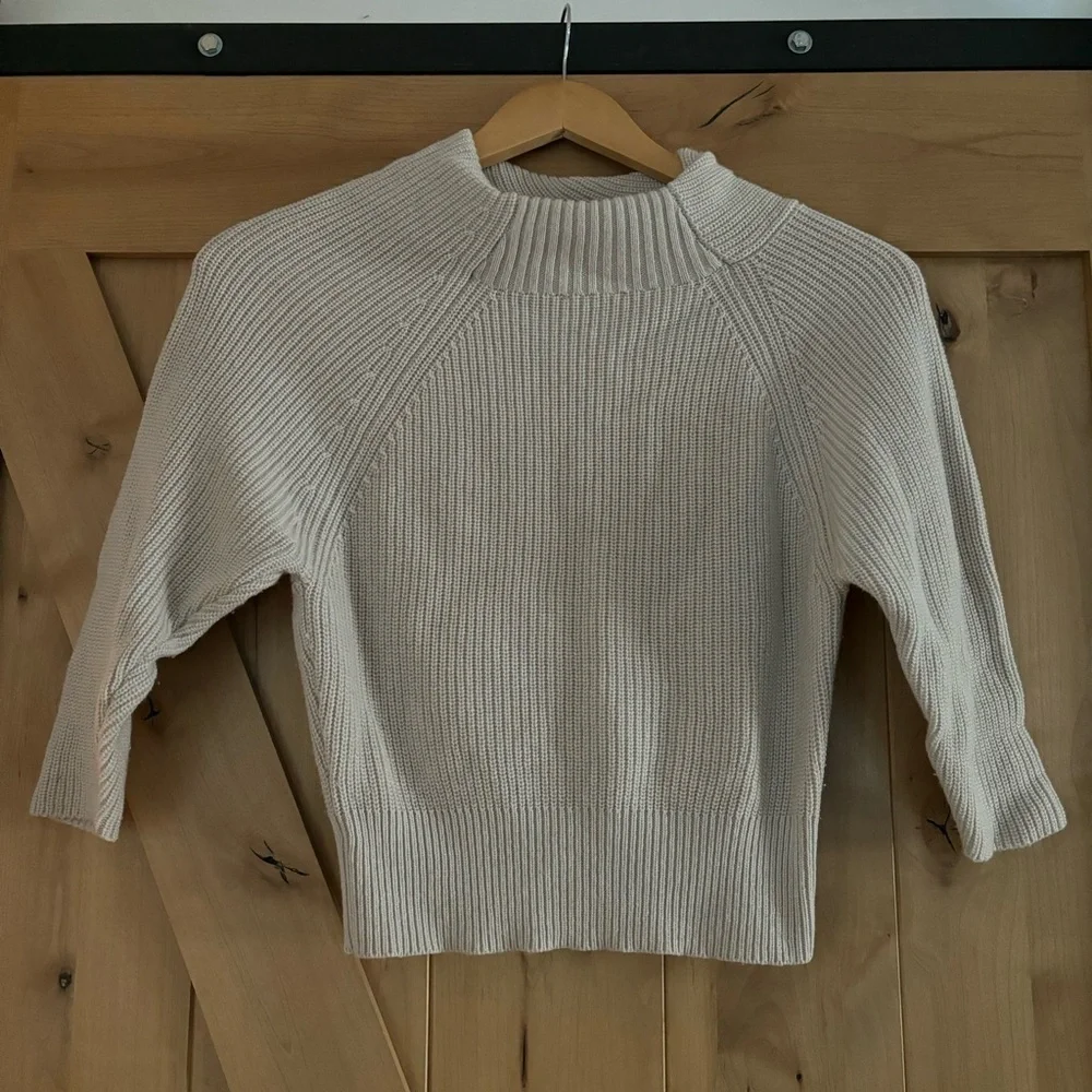 THE RESET The Fab Funnel Sweater Cream Size XS Wool Cashmere Blend